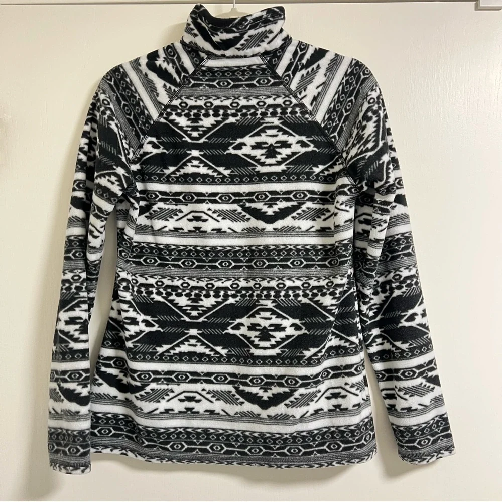 Eddie Bauer Black & White Quarter Zip Pullover Women's Fleece Sweater, Small - Picture 7 of 11